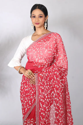 Maroon Blended Georgette Saree - Keya Seth Exclusive