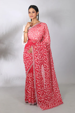 Maroon Blended Georgette Saree - Keya Seth Exclusive
