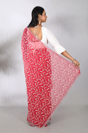 Maroon Blended Georgette Saree - Keya Seth Exclusive