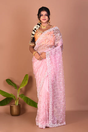 Pink Blended Organza Saree - Keya Seth Exclusive
