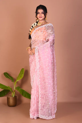 Pink Blended Organza Saree - Keya Seth Exclusive