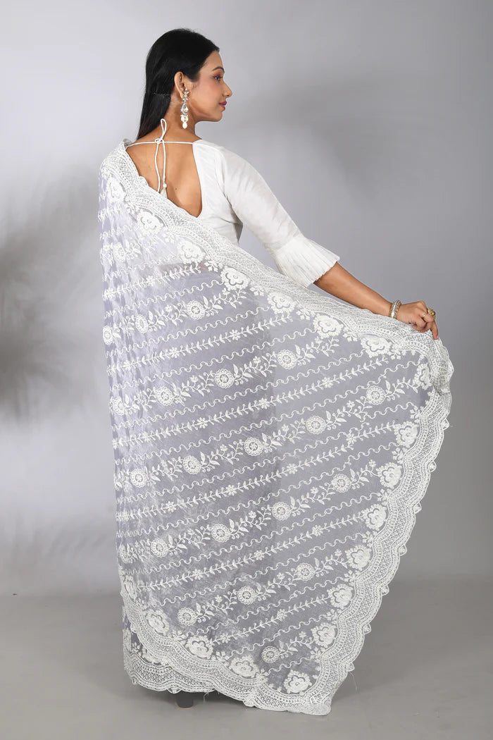 Grey Blended Georgette Saree - Keya Seth Exclusive