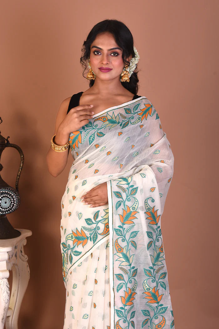 White Jamdani Saree - Keya Seth Exclusive