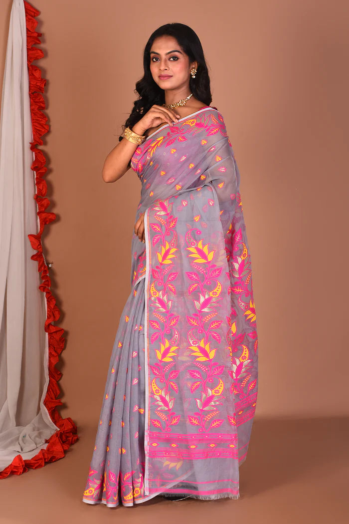 Grey Jamdani Saree - Keya Seth Exclusive