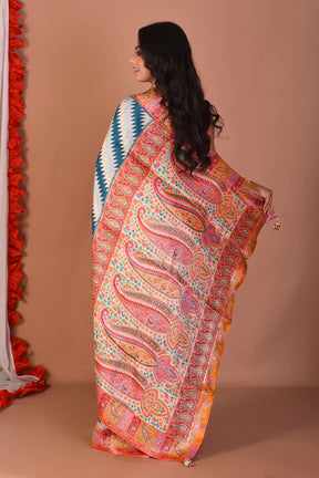 Blue Blended Printed Silk Saree - Keya Seth Exclusive