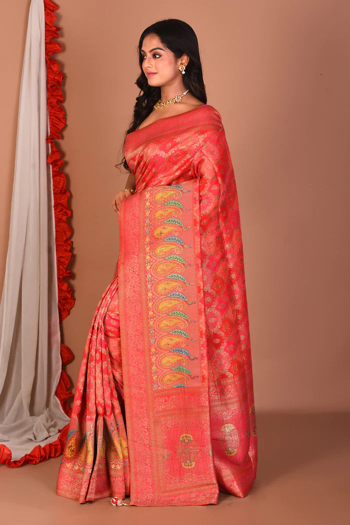 Deep Pink Blended Printed Silk Saree - Keya Seth Exclusive