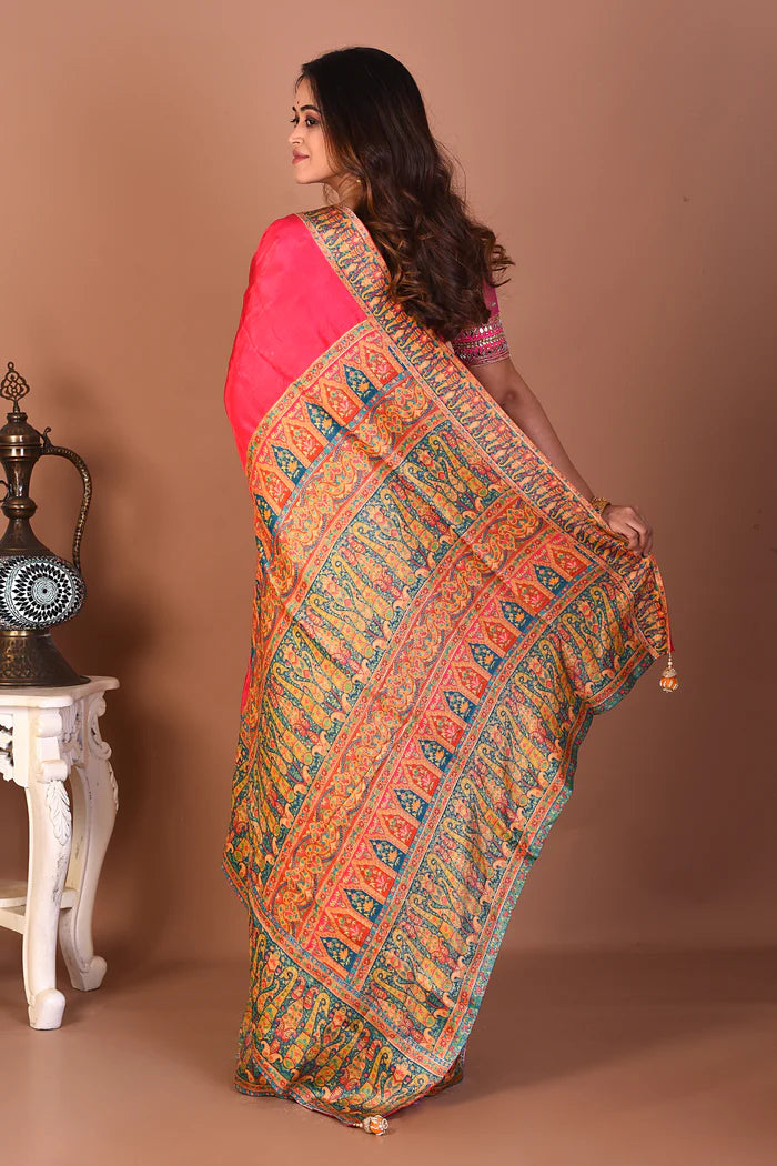 Pink Blended Printed Silk Saree - Keya Seth Exclusive