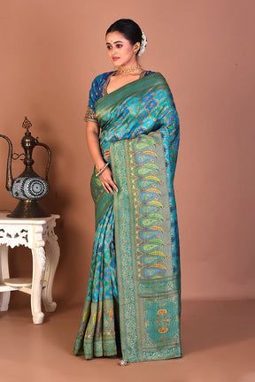 Sea Green Blended Printed Silk Saree - Keya Seth Exclusive