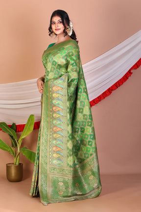 Green Blended Printed Silk Saree - Keya Seth Exclusive