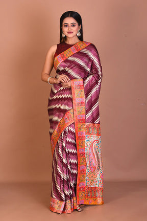 Maroon Blended Printed Silk Saree - Keya Seth Exclusive