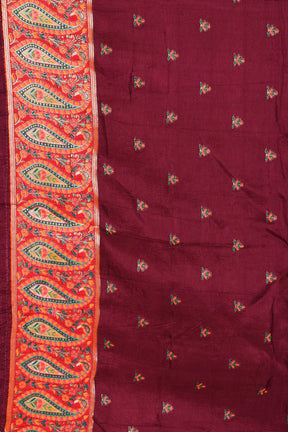 Maroon Blended Printed Silk Saree - Keya Seth Exclusive