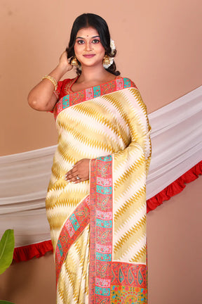 Yellow Blended Printed Silk Saree - Keya Seth Exclusive