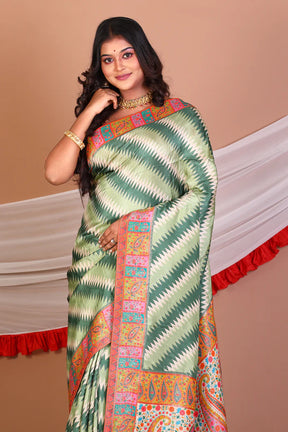Green Blended Printed Silk Saree - Keya Seth Exclusive