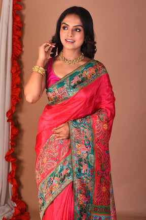 Pink Blended Printed Silk Saree - Keya Seth Exclusive