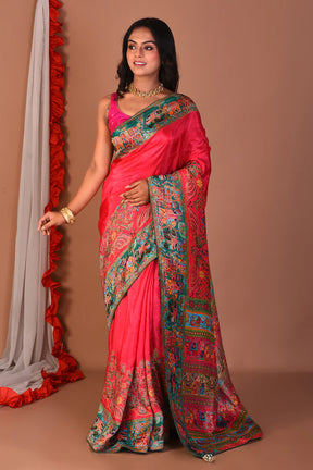 Pink Blended Printed Silk Saree - Keya Seth Exclusive