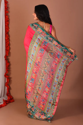 Pink Blended Printed Silk Saree - Keya Seth Exclusive