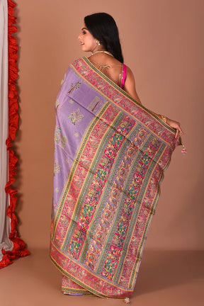 Lavender Blended Printed Silk Saree - Keya Seth Exclusive