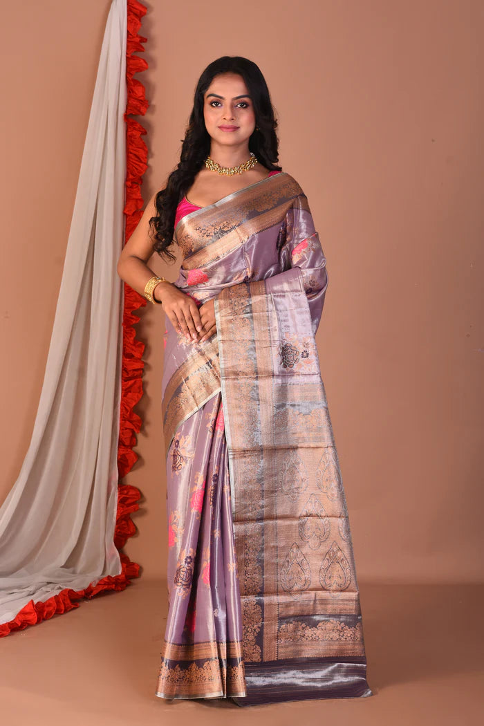 Lavender Blended Tissue Saree - Keya Seth Exclusive