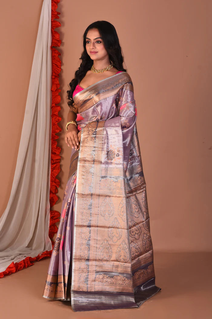 Lavender Blended Tissue Saree - Keya Seth Exclusive