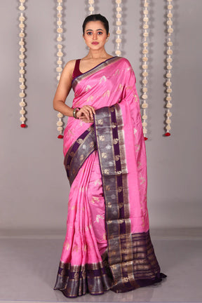 Pink Blended Katan Silk Saree - Keya Seth Exclusive