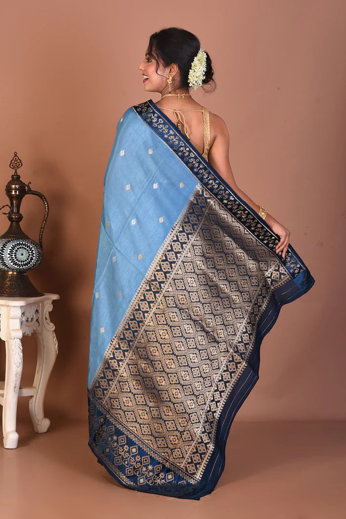 Blue Blended Dola Silk Saree - Keya Seth Exclusive