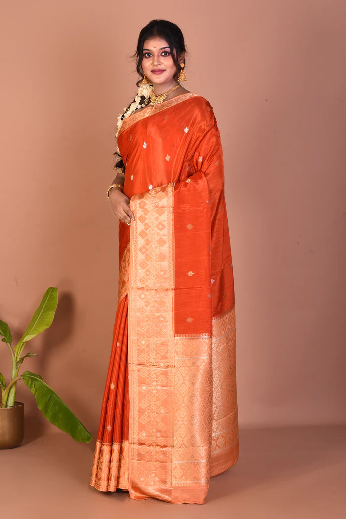 Rust Blended Silk Saree - Keya Seth Exclusive