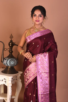 Wine Blended Dola Silk Saree - Keya Seth Exclusive