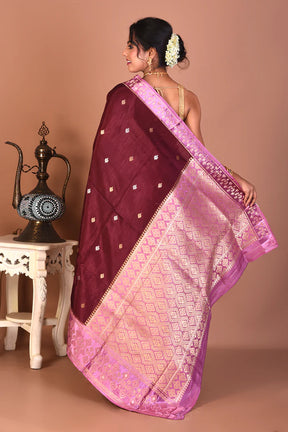 Wine Blended Dola Silk Saree - Keya Seth Exclusive