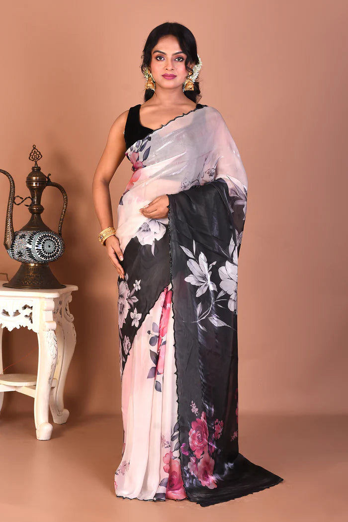 White Blended Organza Saree - Keya Seth Exclusive