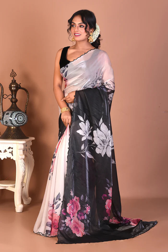 White Blended Organza Saree - Keya Seth Exclusive