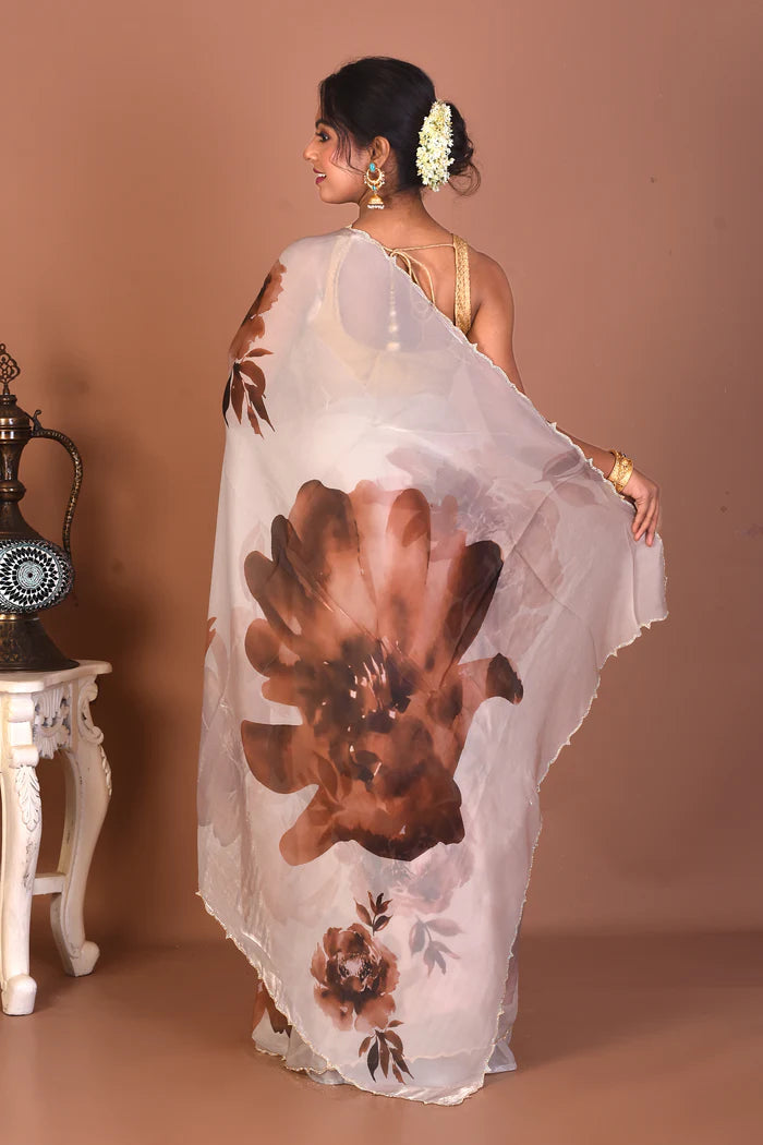 Offwhite Blended Tissue Saree - Keya Seth Exclusive