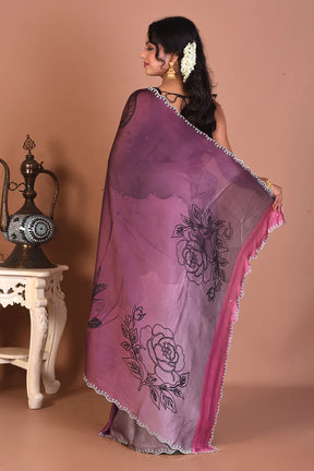 Designer Purple Blended Satin Silk Saree - Keya Seth Exclusive