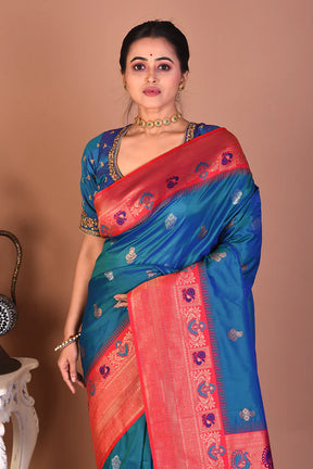 Blue Blended Silk Saree - Keya Seth Exclusive