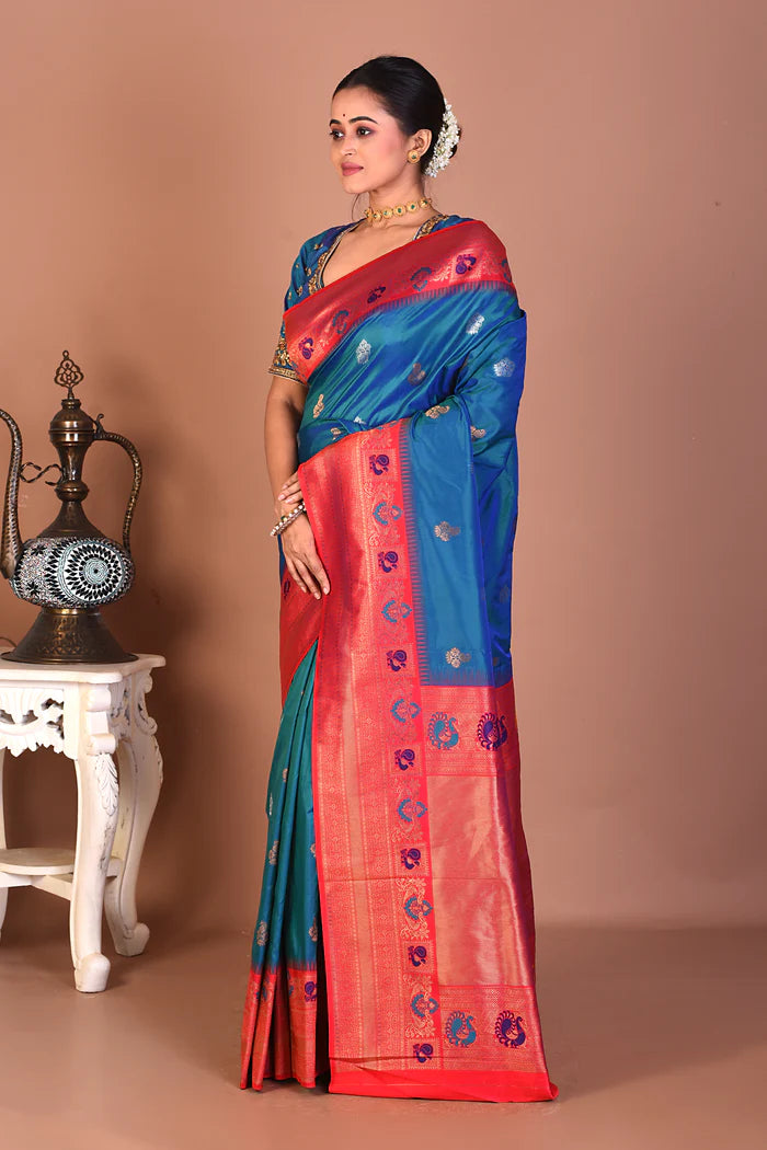 Blue Blended Silk Saree - Keya Seth Exclusive
