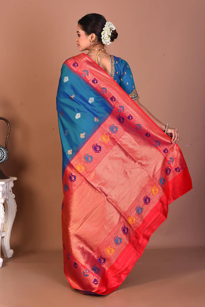 Blue Blended Silk Saree - Keya Seth Exclusive