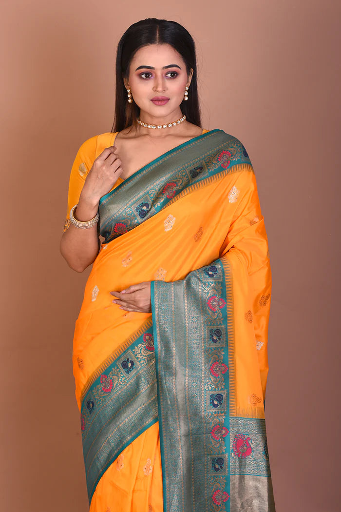 Mustard Blended Silk Saree - Keya Seth Exclusive