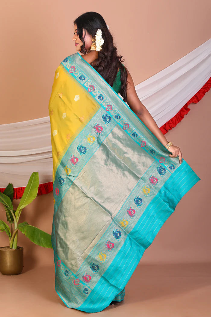 Olive Green Blended Silk Saree - Keya Seth Exclusive