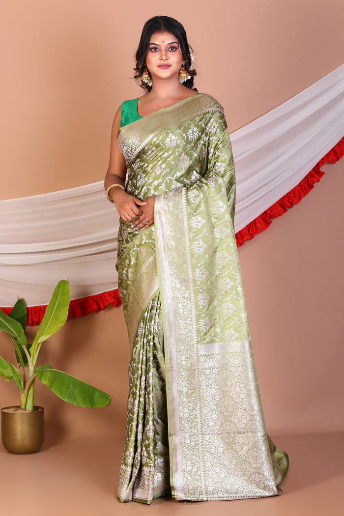 Green Blended Silk Saree - Keya Seth Exclusive