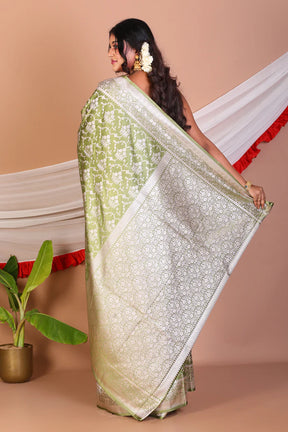 Green Blended Silk Saree - Keya Seth Exclusive