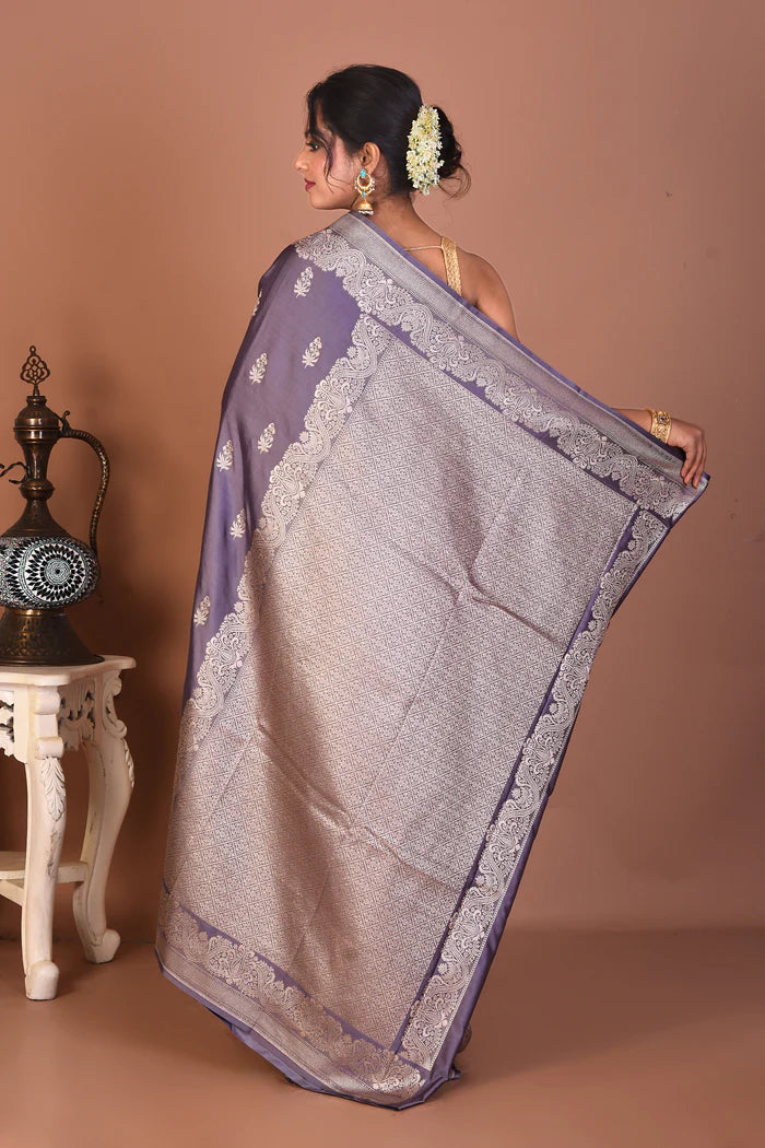 Grey Blended Dola Silk Saree - Keya Seth Exclusive