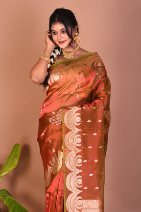 Dual Tone Rust Pure Tissue Saree - Keya Seth Exclusive