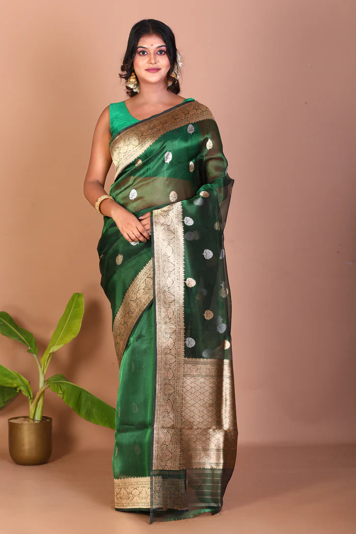 Green Pure Tissue Saree - Keya Seth Exclusive