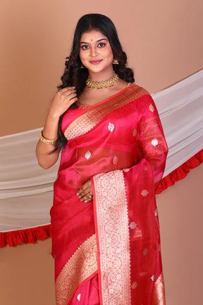 Red Pure Tissue Saree - Keya Seth Exclusive