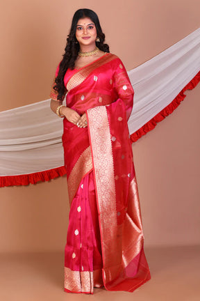Red Pure Tissue Saree - Keya Seth Exclusive
