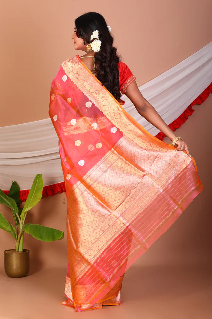 Dual Tone Pink Pure Tissue Saree - Keya Seth Exclusive