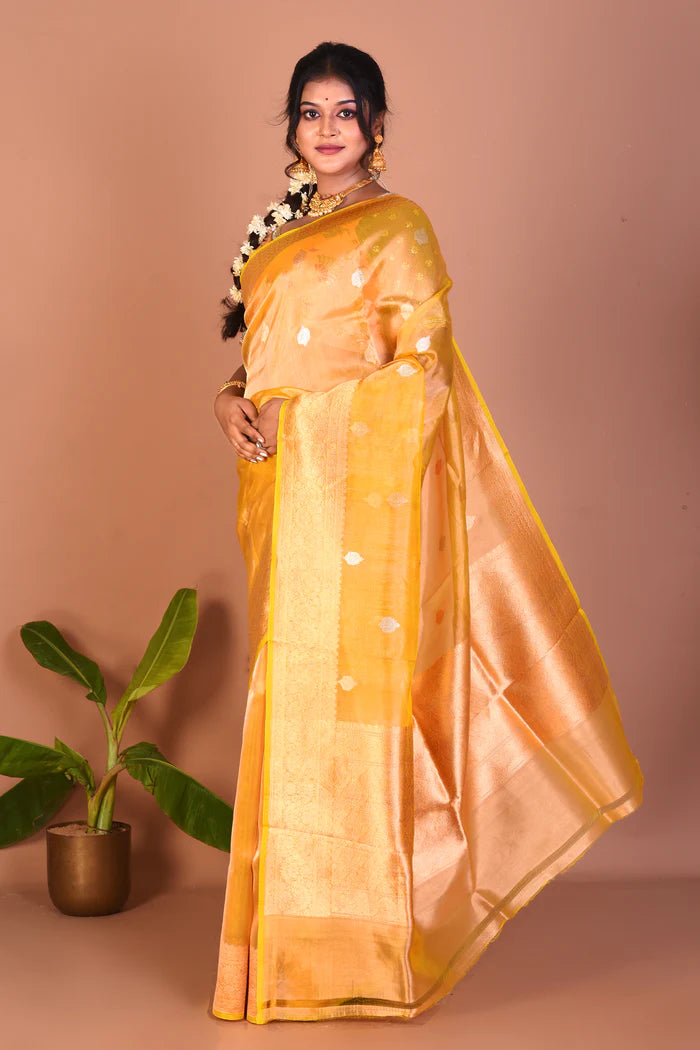 Yellow Pure Tissue Saree - Keya Seth Exclusive