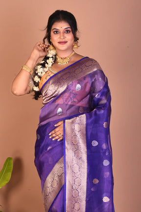 Royal Blue Pure Tissue Saree - Keya Seth Exclusive
