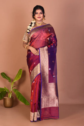 Dual Tone Magenta Pure Tissue Saree - Keya Seth Exclusive