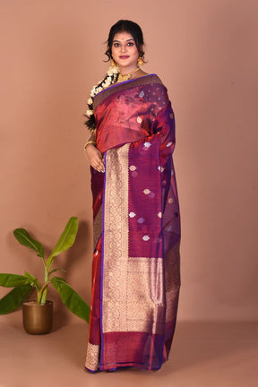 Dual Tone Magenta Pure Tissue Saree - Keya Seth Exclusive