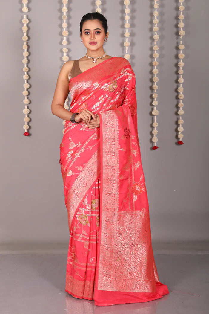 Red Blended Khaddi Saree - Keya Seth Exclusive